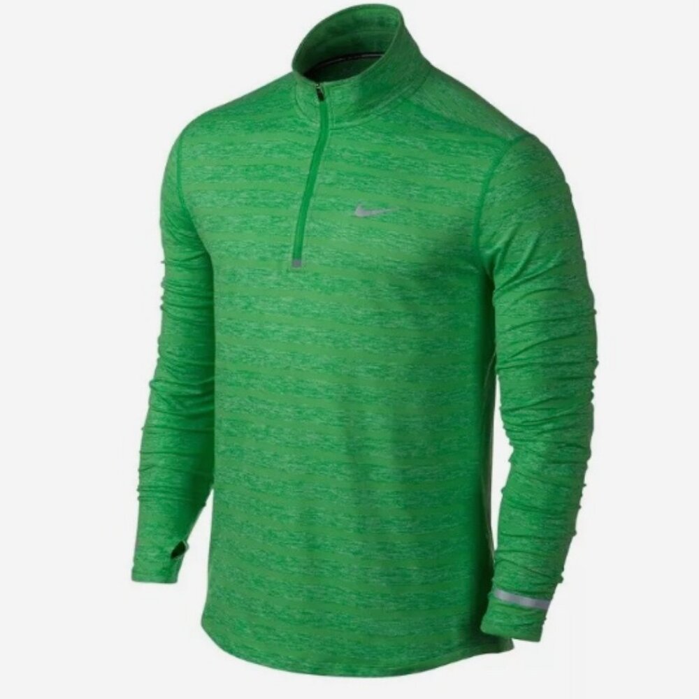 Nike Dry-Fit Green Element Stripe 1/2-Zip Running Pull Over - Mens XL